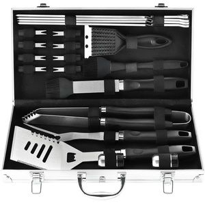 N NOBLE FAMILY 21PCS Complete BBQ Utensils Set with Aluminum Case